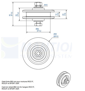 Żeliwne koło MANTION 1002F Ø82 mm, łożysko igiełkowe