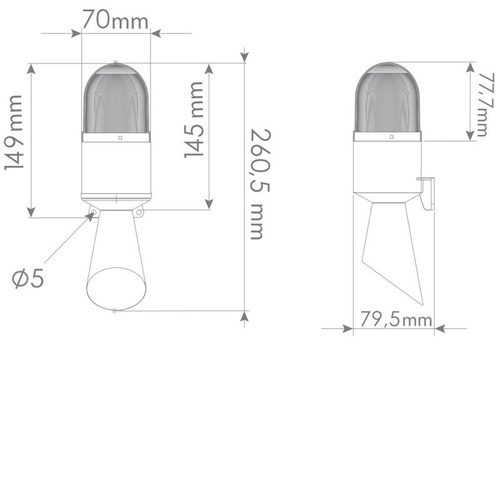 Lampa sygnalizacyjna pomarańczowa LED z syreną 112dB, 230V AC, IP65