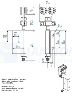 Wózek 4-kołowy z zawiasem MANTION 9532E, ocynk