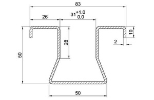 Dolna szyna prowadząca IBFM typ 346 , ocynk