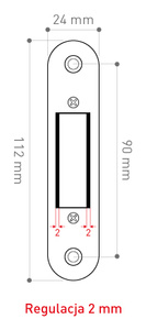 Regulowana blacha zaczepowa do zamków magnetycznych Metal-Bud, niska 112 mm