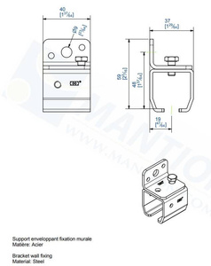 Uchwyt ścienny MANTION 9018V, ocynk