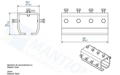 Łącznik szyny MANTION 9061M, ocynk