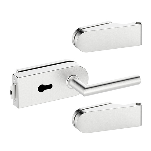 Zestaw okuć do drzwi szklanych Metal-Bud inox okrągły, na wkładkę bębenkową