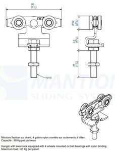 Wózek 4-kołowy MANTION 9212N, koła nylonowe