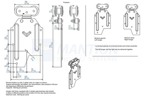 Wózek 4-kołowy z mocowaniem bocznym MANTION 0281, ocynk