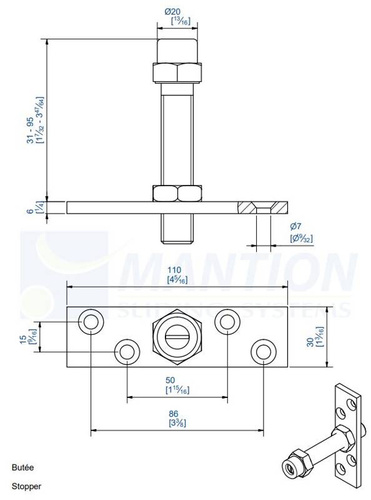 Regulowany stoper MANTION 1085, ocynk
