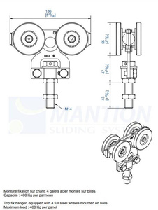 Wózek 4-kołowy MANTION 2265A, ocynk
