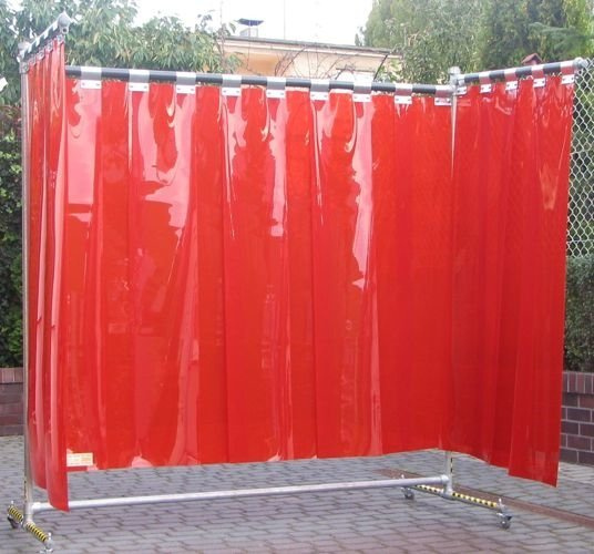 Parawan spawalniczy 4000x2000 mm RK ZW3 - trójścienny z kurtyną paskową (pasy 2x300 mm)