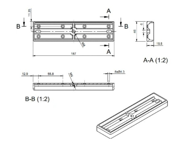 Element montażowy I BIRA Hartte MG280I - zdjęcie produktu z boku
