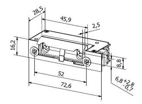 Elektrozaczep BIRA Hartte XS, rewersyjny z wyłącznikiem