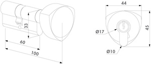 Wkładka symetryczna z gałką Locinox 3012-60-KNOB, nikiel