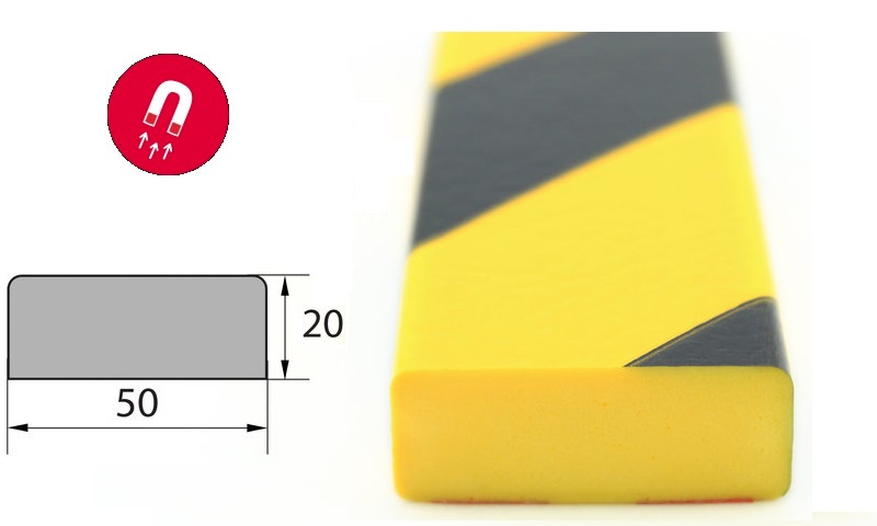Elastyczny magnetyczny profil ostrzegawczo-ochronny KNUFFI typ D (1000 mm)