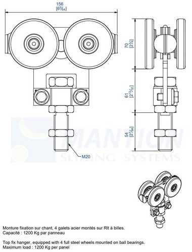 Wózek 4-kołowy MANTION 2285S, ocynk