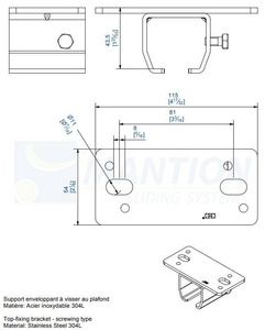 Uchwyt sufitowy MANTION 9038HXA2, stal nierdzewna AISI 304
