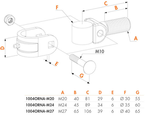Zawias ślizgowy Locinox 1004ORNA