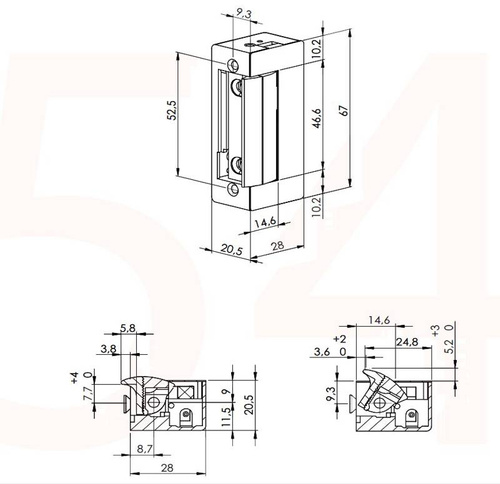 Elektrozaczep z wyłącznikiem LOB RE-54NDF z zaczepem płaskim "L"