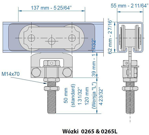 Wózek 4-kołowy MANTION 0265L, ocynk