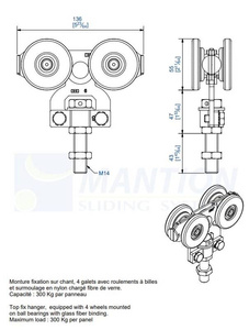 Wózek 4-kołowy MANTION 2265, koła nylonowe