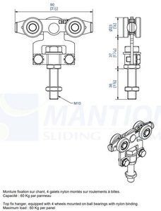 Wózek 4-kołowy MANTION 9215N, koła nylonowe