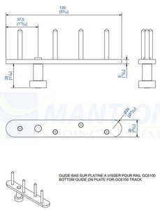 Dolna płytka montażowa z prowadnikiem MANTION 1102FXA2, stal nierdzewna AISI 304