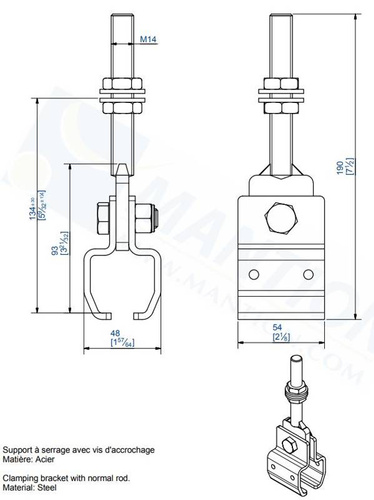 Regulowany, wychylny uchwyt sufitowy MANTION 9032, ocynk