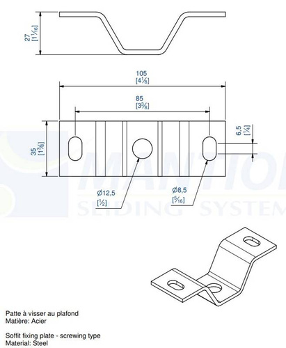 Wspornik sufitowy MANTION 5044, ocynk