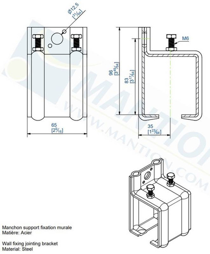 Początkowy uchwyt ścienny MANTION 6356M, ocynk