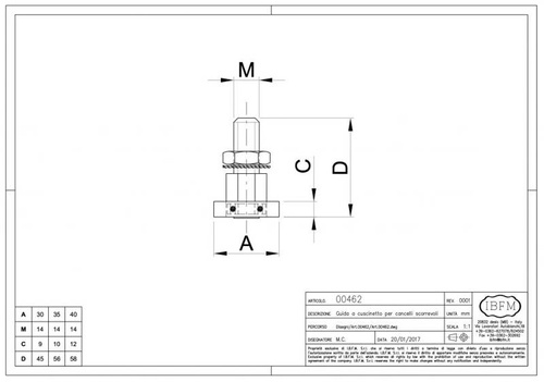 Prowadnik z łożyskiem kulkowym IBFM, typ 462