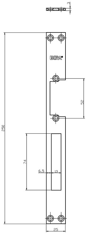 Blacha płaska otwarta do elektrozaczepów BIRA OK-P4 ocynk detal