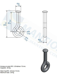 Hak oczkowy MANTION 8321