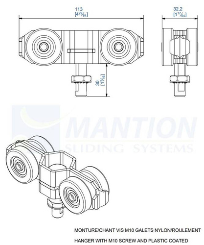 Wózek 4-kołowy MANTION 9542NC2, koła nylonowe