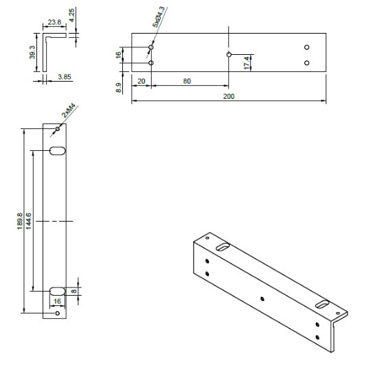 Element montażowy ZL BIRA Hartte MG180ZL - widok z boku