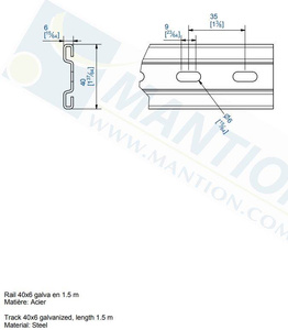 Profil płaskownikowy 40x6 mm MANTION 1717, ocynk, 1500 mm