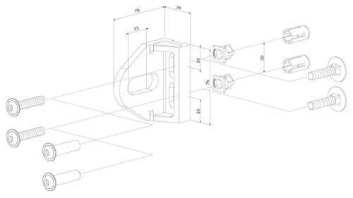 Przykręcana łapa zawiasowa Locinox BOLTONHD-G, aluminium