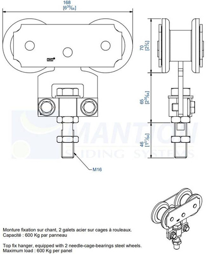 Wózek 4-kołowy MANTION 0285, ocynk