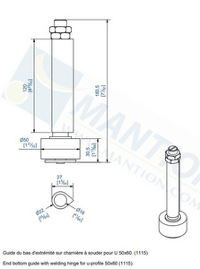 Prowadnik dolny do wspawania MANTION 1114SOE, ocynk