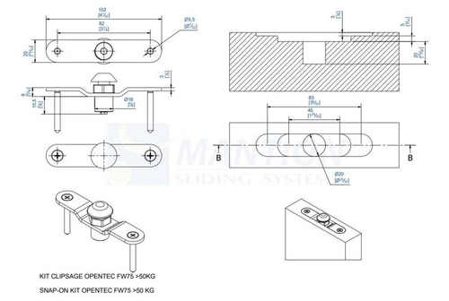 Klipstoper MANTION 9143 do drzwi składanych o wadze powyżej 50 kg