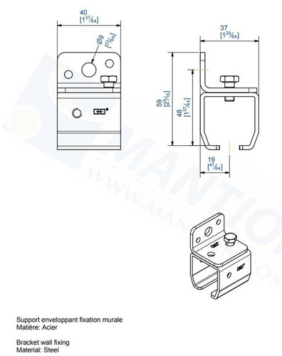 Uchwyt ścienny MANTION 9018V, ocynk