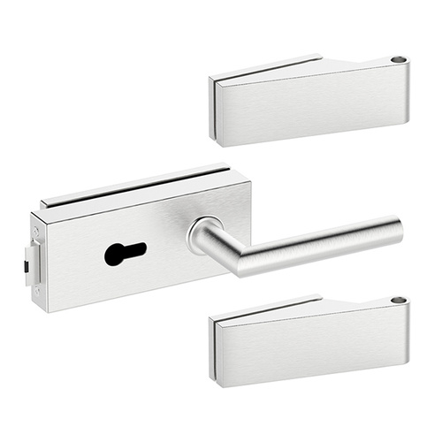 Zestaw okuć do drzwi szklanych Metal-Bud inox kwadratowy, na wkładkę bębenkową