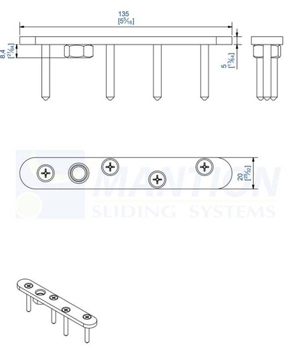 Górna płytka montażowa MANTION 0036FXA2, stal nierdzewna AISI 304