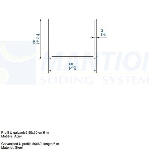 Dolna szyna prowadząca MANTION 1115, ocynk