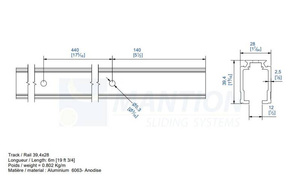 Prowadnica MANTION SAF-EVOLUTION 13312, aluminium, 6000 mm