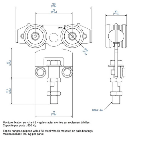 Wózek 4-kołowy MANTION 9255, ocynk