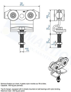 Wózek 4-kołowy MANTION 9252N, koła nylonowe