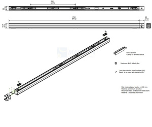 Szyna z zintegrowaną mechaniką MANTION K0001520, aluminium