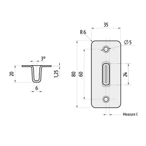 Dolne, wąskie gniazdo do zasuwy drzwiowej PLANET BM 5x13 mm (900345-0)