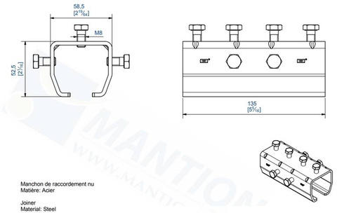 Łącznik szyny MANTION 9041M, ocynk