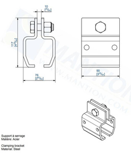 Uchwyt sufitowy do płaskownika MANTION 9052N, ocynk