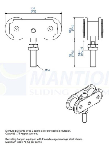 Wózek 4-kołowy MANTION 0663, ocynk